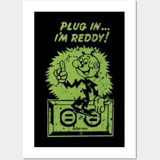 plug in reddy kilowatt distressed green Posters and Art